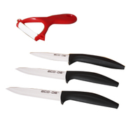 Set 4 piezas de cuchillos cerámicos y pelador de verduras ECO-DE ECO-018